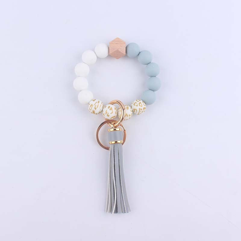 Llaves de muñeca con cuentas de silicona impresas al por mayor